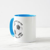 Kleiner Text HELLBLAU Combo 325ml Custom Fußball Tasse (Vorderseite Links)