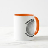 Kleiner Text ORANGE Combo 11oz individuelles Golf- Tasse (VorderseiteRechts)
