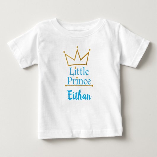 Kleiner Text Prinzen Blue und Goldkrone Baby T-shirt (Vorderseite)