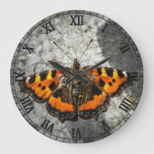 Kleiner Tortoiseshell Butterfly Große Wanduhr (Vorderseite)