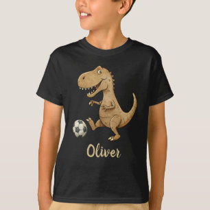 Kleiner Trex spielt Fußball Personalisiert T-Shirt