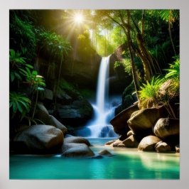 Kleiner tropischer Wasserfall Poster