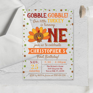 Kleiner Truthahn Herbst Thanksgiving 1. Geburtstag Acryleinladungen