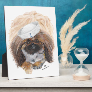 Kleiner Tuffy Matrosen-Pekingese-Hund Fotoplatte