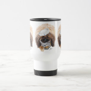 Kleiner Tuffy Seemann Pekingeser Hund Reisebecher