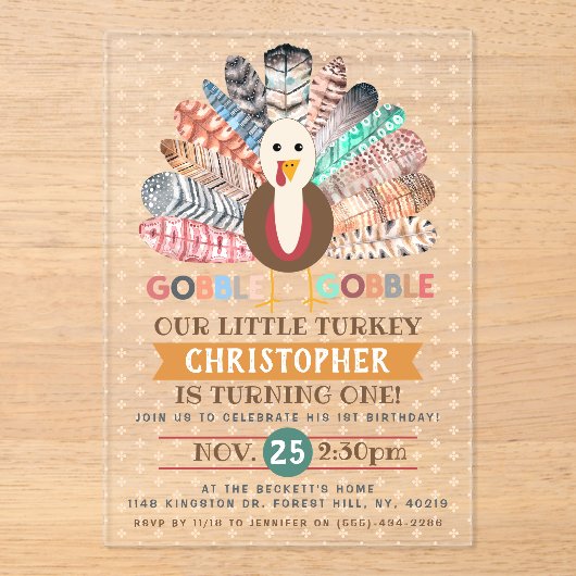 Kleiner türkischer Erntedank jeden Geburtstag Acryleinladungen (Vorderseite)