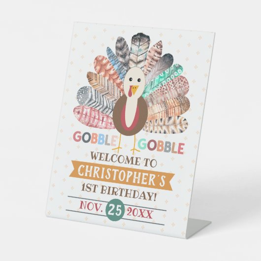 Kleiner türkischer Erntedank jedes Alters Geburtst Sockelschild (Vorderseite)