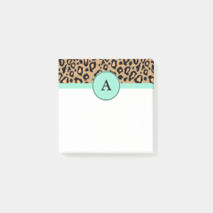 Kleiner türkisfarbener Leopard Mit Monogramm Post Post-it Klebezettel