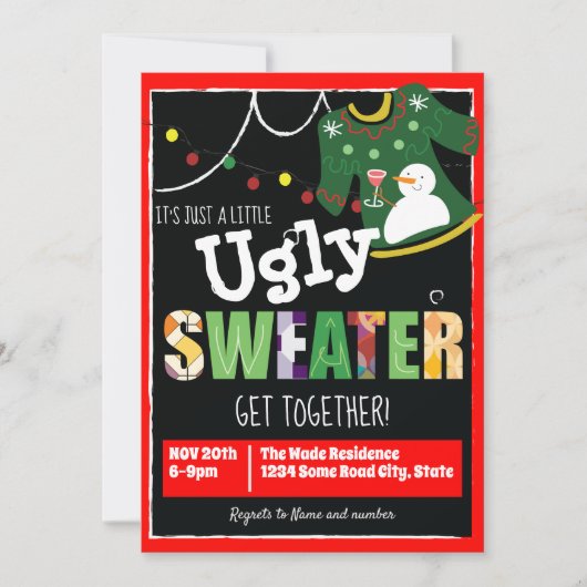 Kleiner Ugly Sweater zusammen Einladung (Vorderseite)
