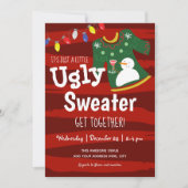 Kleiner Ugly Sweater Zusammentreffen Weihnachtsfes Einladung (Vorderseite)