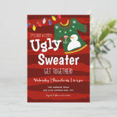 Kleiner Ugly Sweater Zusammentreffen Weihnachtsfes Einladung (Stehend Vorderseite)