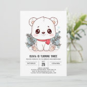 Kleiner verzauberter Eisbär Digital Geburtstag Einladung (Stehend Vorderseite)