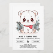 Kleiner verzauberter Eisbär Digital Geburtstag Einladung (Vorne/Hinten)