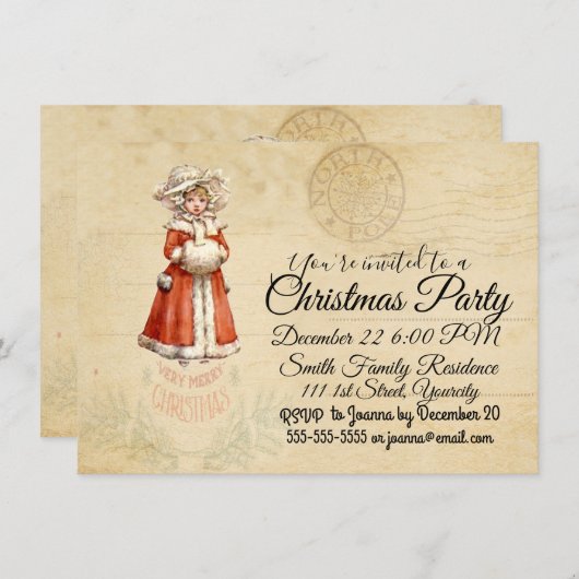 Kleiner Viktorianischer Caroler Custom Christmas Einladung (Vorne/Hinten)