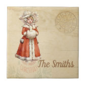 Kleiner Viktorianischer Caroler Custom Christmas Fliese (Vorderseite)