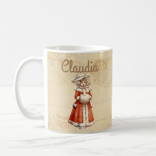 Kleiner Viktorianischer Caroler Custom Christmas Kaffeetasse (Links)