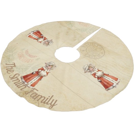 Kleiner Viktorianischer Caroler Custom Christmas Polyester Weihnachtsbaumdecke (Schrägansicht)