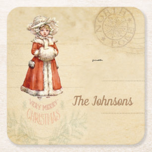 Kleiner Viktorianischer Caroler Custom Christmas Rechteckiger Pappuntersetzer