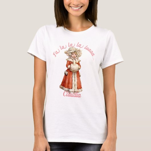 Kleiner Viktorianischer Caroler Custom Christmas T-Shirt (Vorderseite)