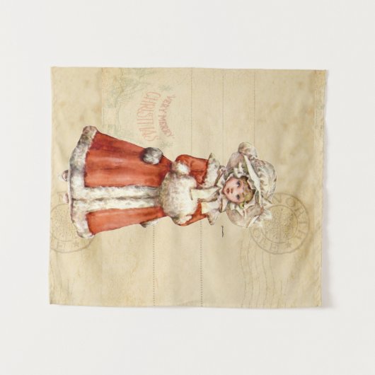 Kleiner Viktorianischer Caroler Custom Christmas Wandteppich (Vorderseite (Horizontal))