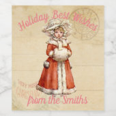 Kleiner Viktorianischer Caroler Custom Christmas Weinetikett (Einzelnes Label)
