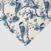 Kleiner Vintager Delft Blue Birds Blumencocktail Seidenpapier (Detail)