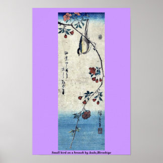 Kleiner Vogel auf dem Zweig von Ando, Hiroshige Poster