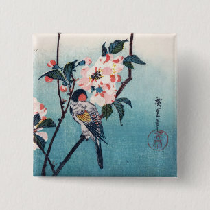 Kleiner Vogel auf Sakura-Zweig Hiroshige Feine Kun Button