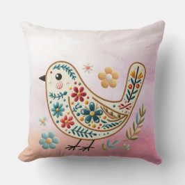 Kleiner Vogel Blumenrosa Kissen