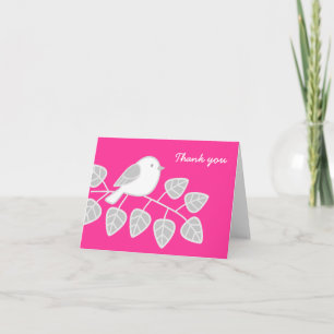 Kleiner Vogel danken Ihnen - Rosa Dankeskarte