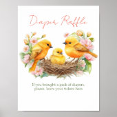 Kleiner Vogel Federbaby Dusche Windel Gewinnspiel  Poster (Vorne)