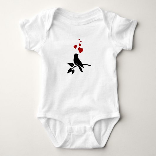 kleiner Vogel mit Herzen Baby Strampler (Vorderseite)