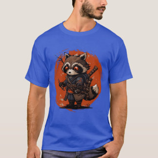 Kleiner Waschbär-Samurai Anime Japonais Freund T-Shirt
