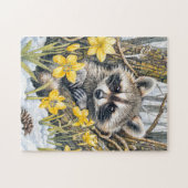Kleiner Waschbär unter Frühlings-Eichen Puzzle (Horizontal)