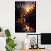 Kleiner Wasserfall im Dschungel Poster (Heimbüro)