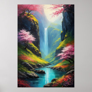 Kleiner Wasserfall im Zauberhaften Canyon Poster
