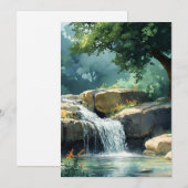 Kleiner Wasserfall in Aquarell Feiertagskarte (Vorne/Hinten)