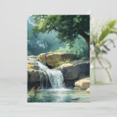 Kleiner Wasserfall in Aquarell Feiertagskarte (Stehend Vorderseite)