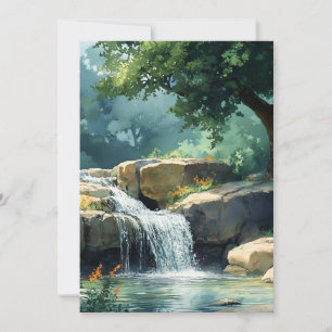 Kleiner Wasserfall in Aquarell Feiertagskarte