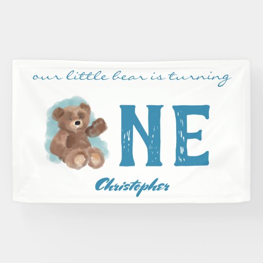 Kleiner Wasserfarbenbär Süße Tier erste Geburtsdat Banner (Horizontal)