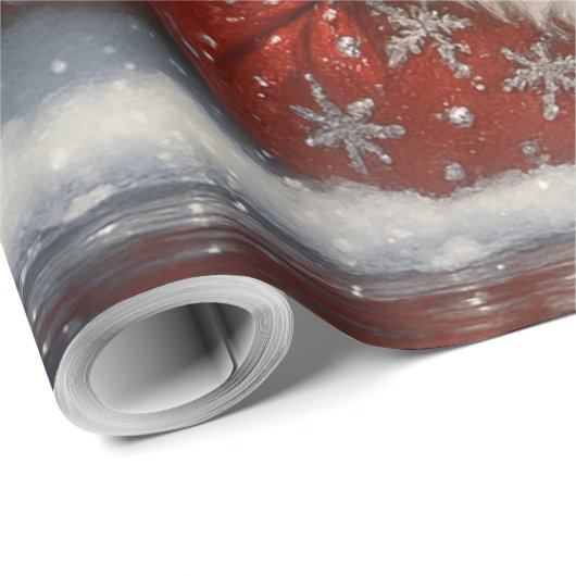 Kleiner Weihnachts-Elf im Glitzer-Schnee Geschenkpapier (Rolleneckpunkt)