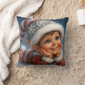 Kleiner Weihnachts-Elf im Glitzer-Schnee Kissen (Decke)