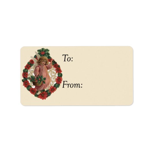 Kleiner Weihnachtsangel Vintager Geschenktag Adressaufkleber (Vorne)