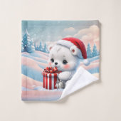 Kleiner Weihnachtsbär Badhandtuch Set (Waschlappen)