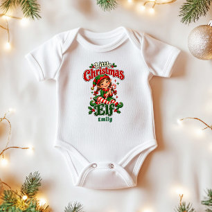 Kleiner Weihnachtselfen-Mädchen-Baby-Name Baby Strampler
