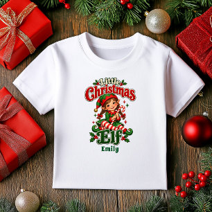 Kleiner Weihnachtselfen-Mädchen-Baby-Name Baby T-shirt
