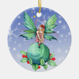 Kleiner Weihnachtsfee-Schmuckanhänger Keramikornament