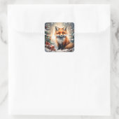 Kleiner Weihnachtsfox Quadratischer Aufkleber (Tasche)