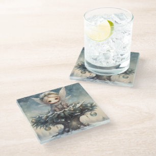 Kleiner Weihnachtsgel Glasuntersetzer