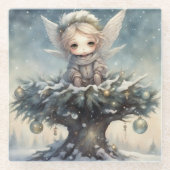 Kleiner Weihnachtsgel Glasuntersetzer (Vorderseite)